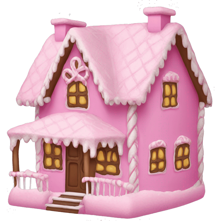 Two floor pink gingerbread house emoji