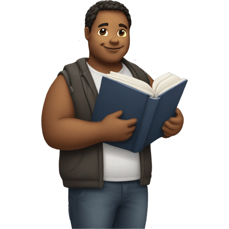 create an emoji of a chubby white man holding a book emoji