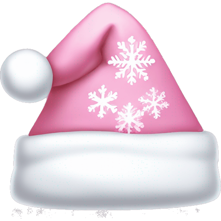 Light pink Santa hat with sparkly snowflakes  emoji