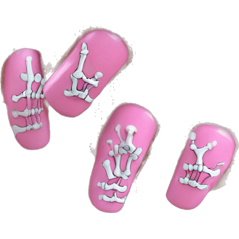 Skeleton hands bones with pink polish nails  emoji