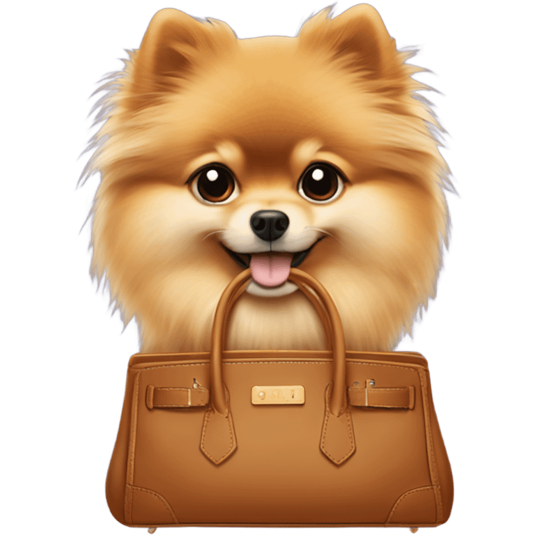 A birkin bag with a Pomeranian inside it emoji