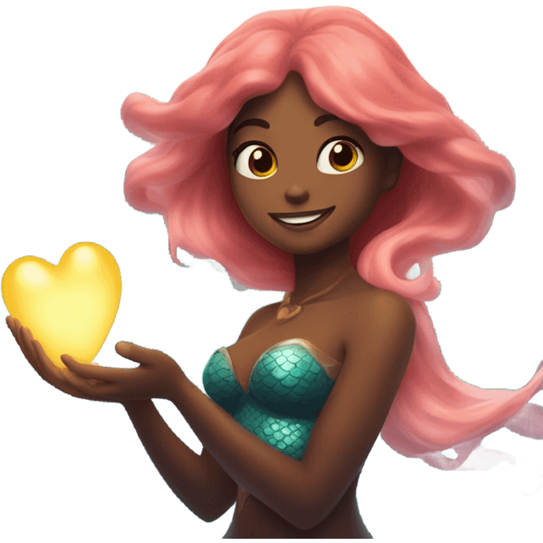 mermaid holding up heart emoji