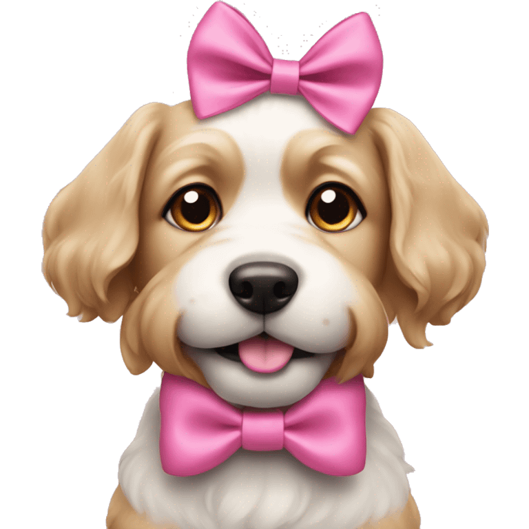 A dog wearing a pink bow emoji