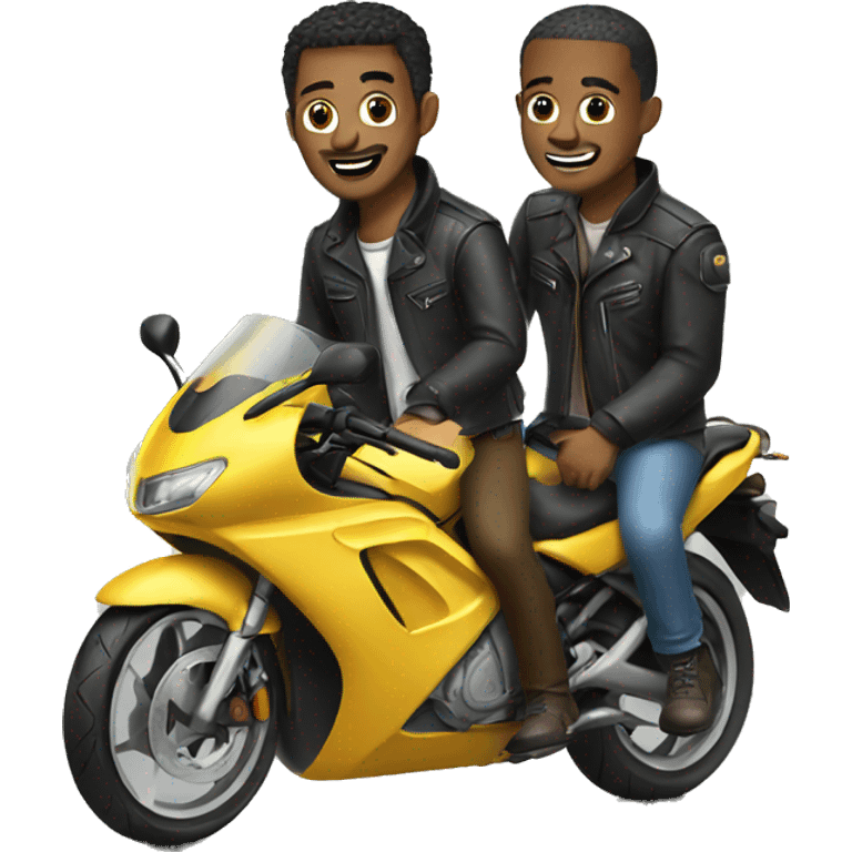 Two guys no a motorbike  emoji