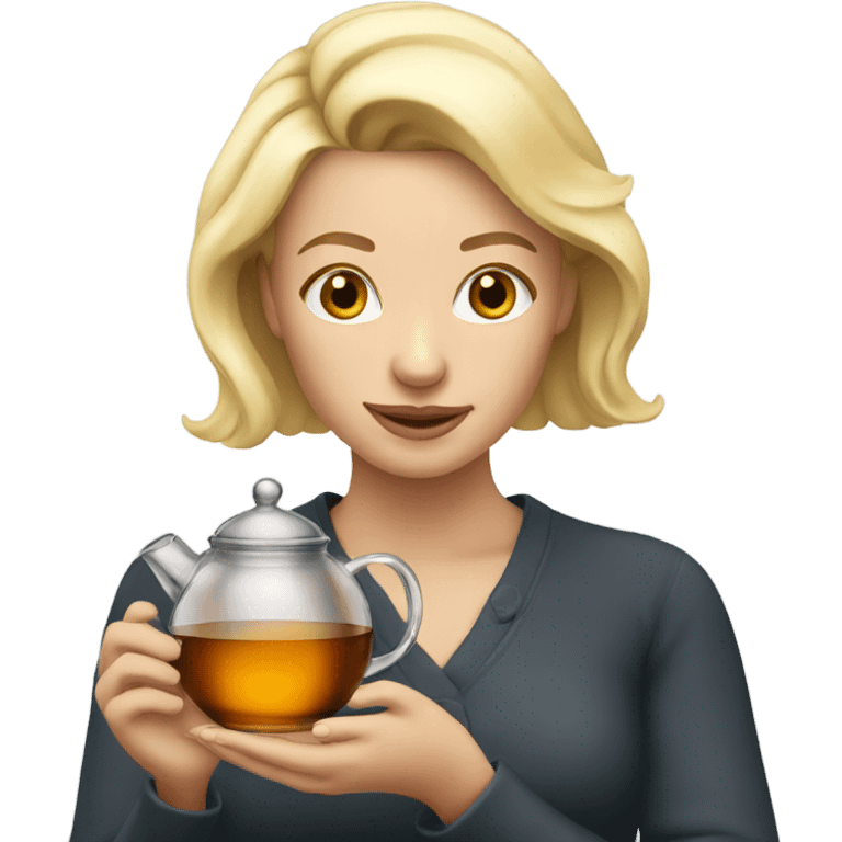 Blonde woman holding glass teapot emoji