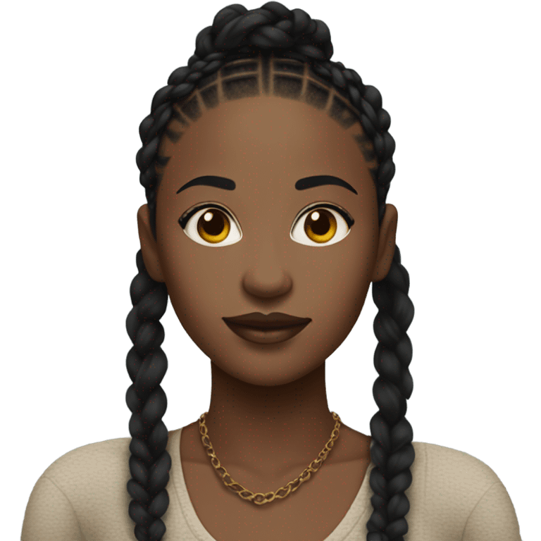 black woman with black boho braids and crop top emoji