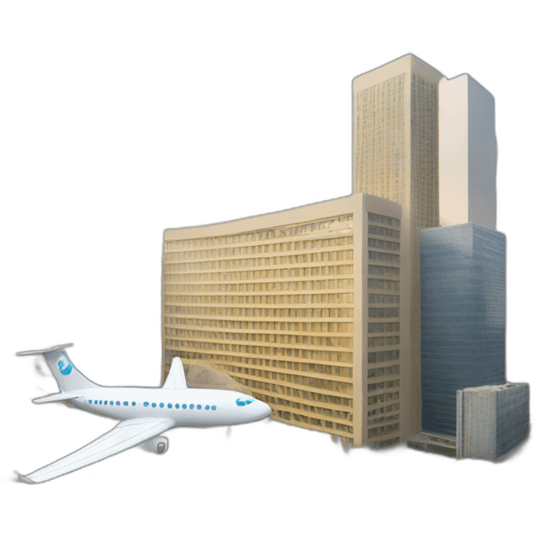 Un avion et deux buildings emoji