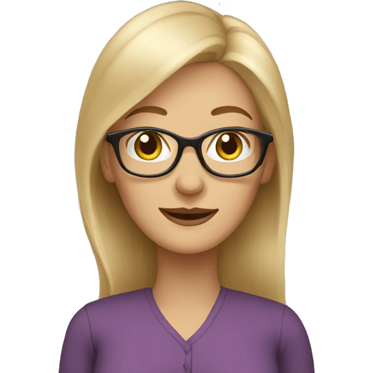 mature woman with long blonde hair, wearing glasses emoji