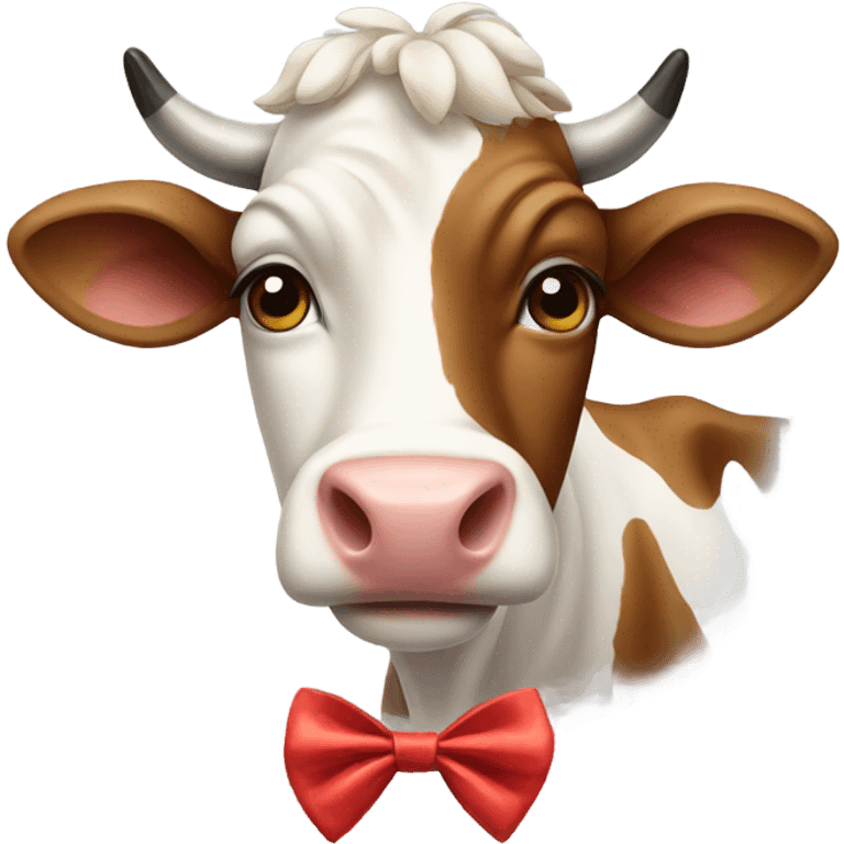 Cow wearing a bow emoji