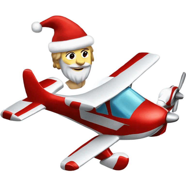 Christmas Caucasian pilot flying a small two passenger plane wishing merry Christmas emoji