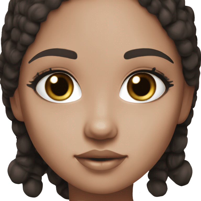 Chocolate brown doll eyes, black hair, feminine, pink, girl, angelic emoji