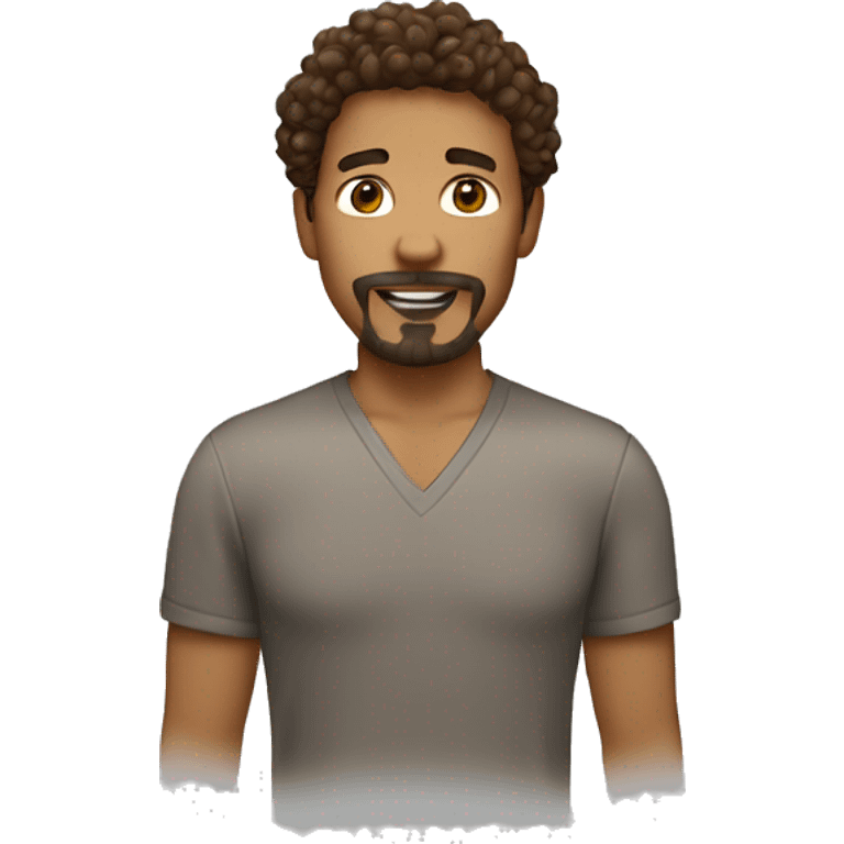 Man with goatee and brown curly har emoji