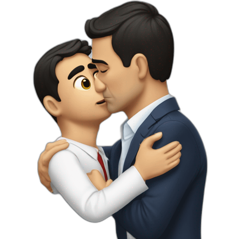 Pedro Sánchez kissing Alberto Núñez feojoo emoji