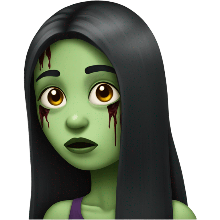 girl zombie with black long hair and franja  emoji