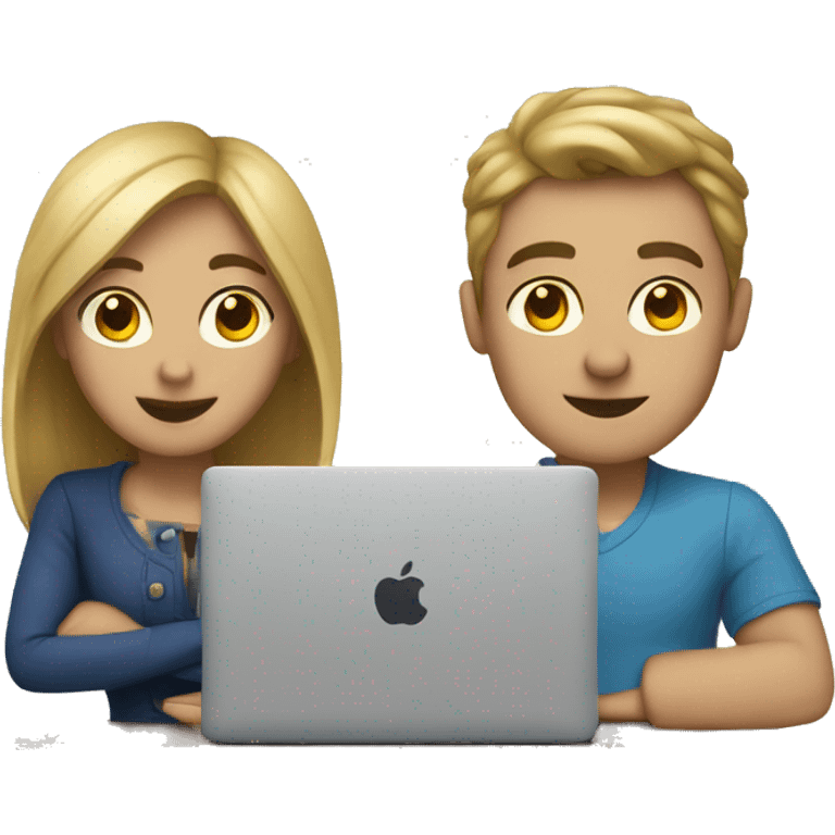 A couple with a MacBook sending emails emoji