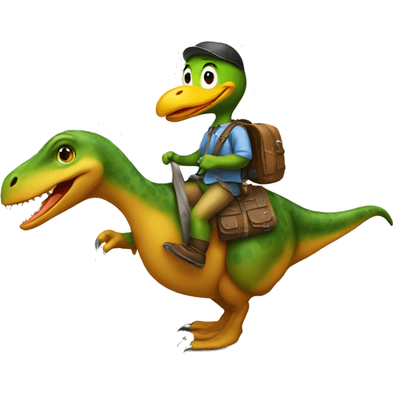 dinosaur riding duck emoji