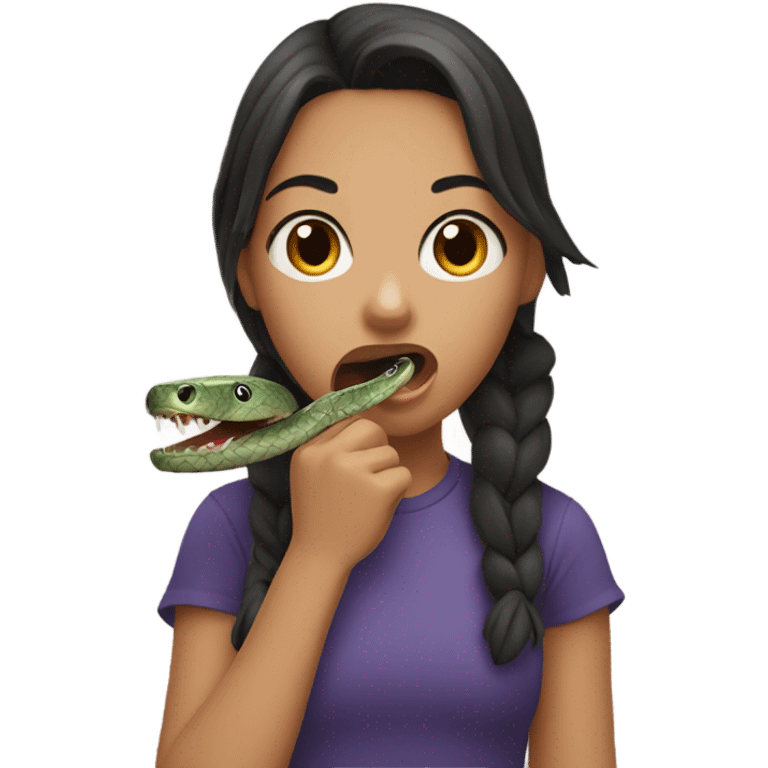 Girl eating a snake emoji