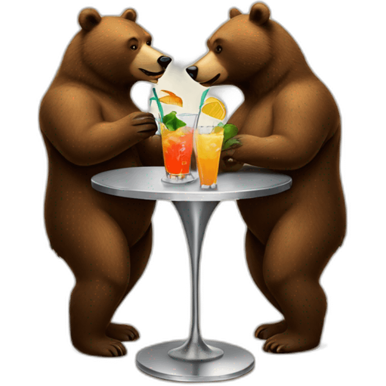 two bears drinking a cocktail metal table emoji