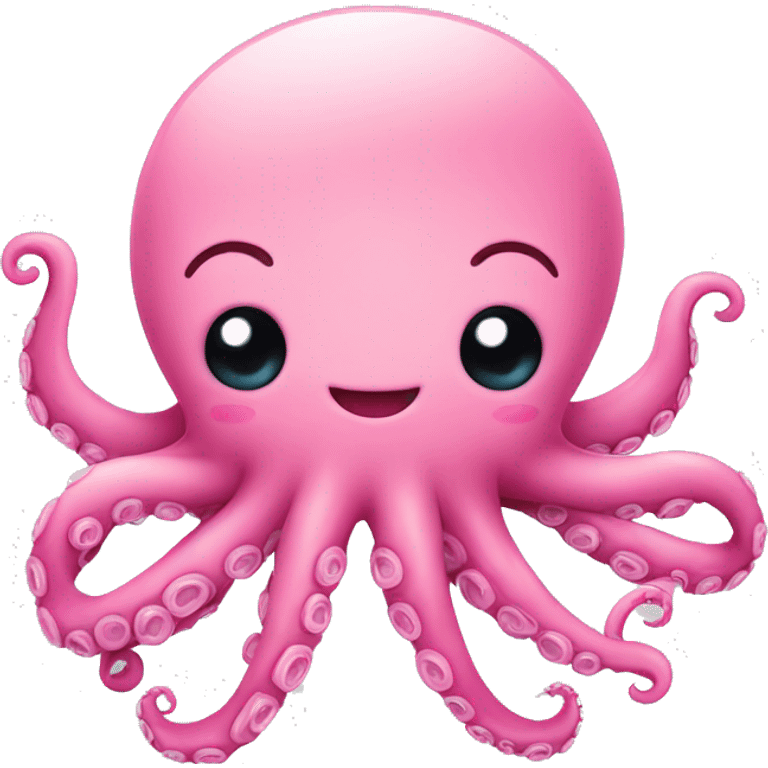 Pink octopus with cute face and smile emoji