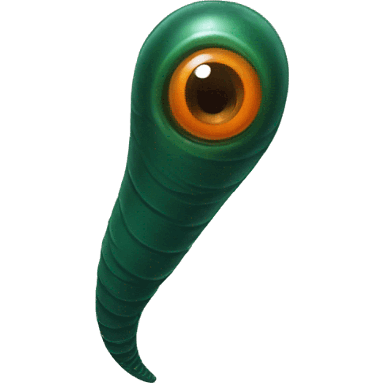 Eight-eyed Dark green and orange medicinal leech with oral suction and caudal suction emoji