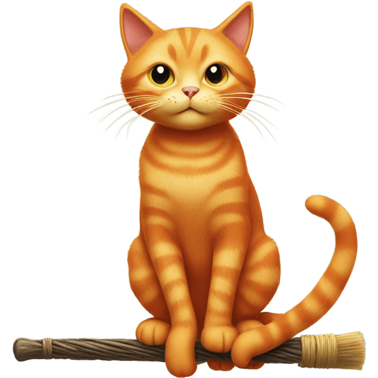 Orange cat riding broom emoji