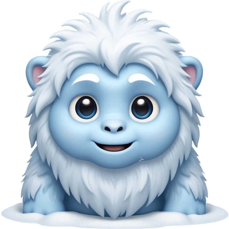 Cinematic Cute Yeti Portrait Emoji, with a charming, small, fluffy form in soft snowy whites and cool blues, featuring big, innocent eyes and a shy, gentle smile, simplified yet irresistibly endearing, highly detailed with a soft glowing outline that captures the whimsical charm of a friendly yeti ready for a cuddle! emoji