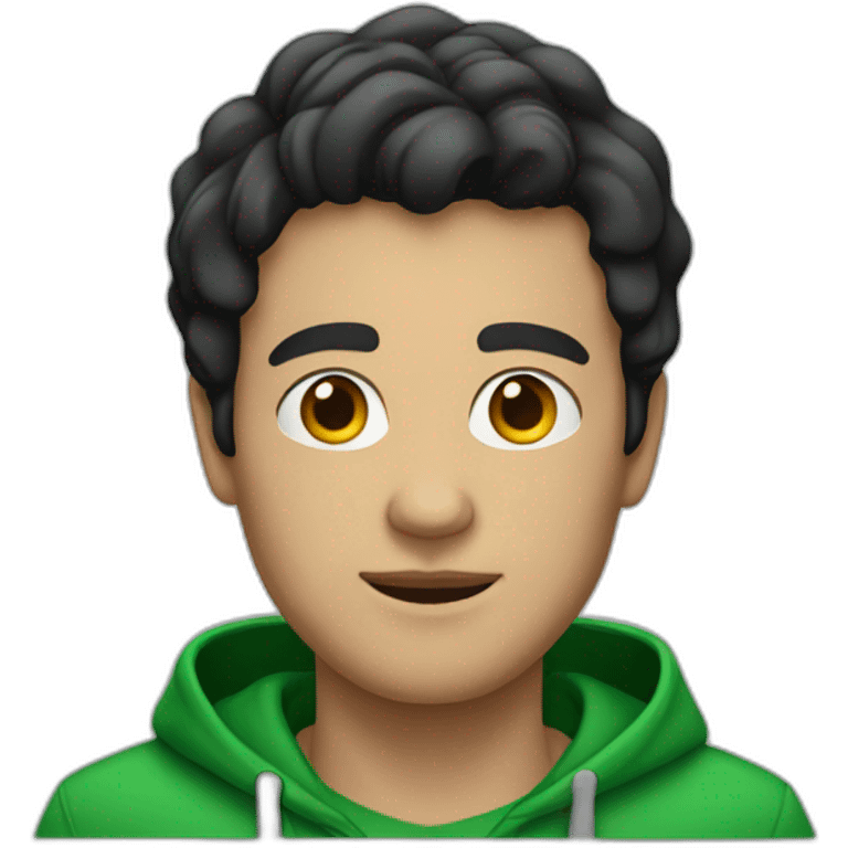 Black-haired white guy in green hoodie  emoji