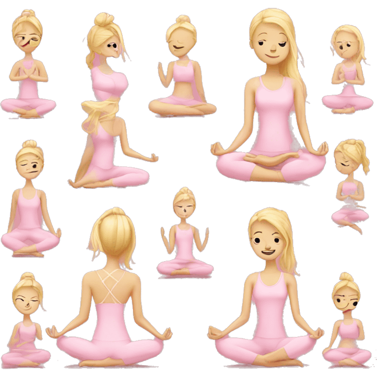 blonde yoga girl light pink clothes n emoji