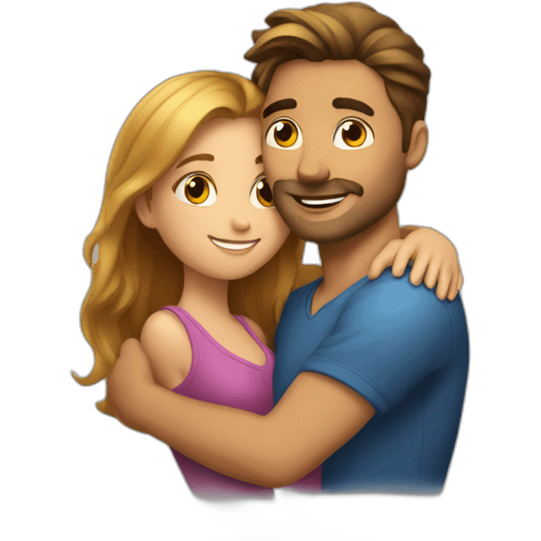 a handsome man hugging a beautiful girl emoji