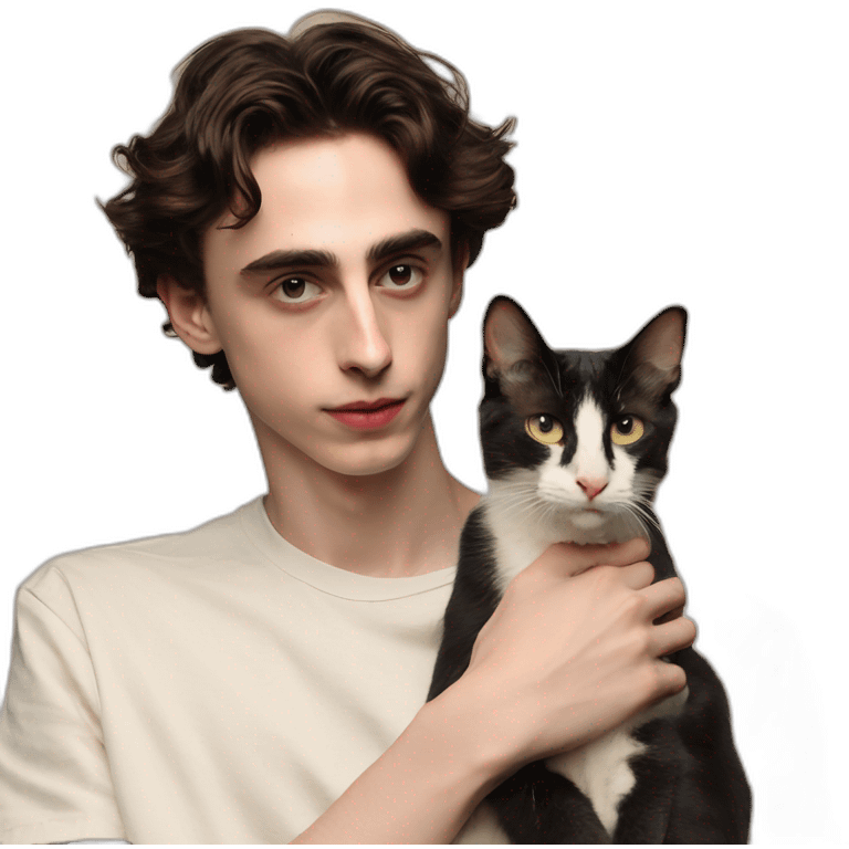 Timothée chalamet with cat emoji