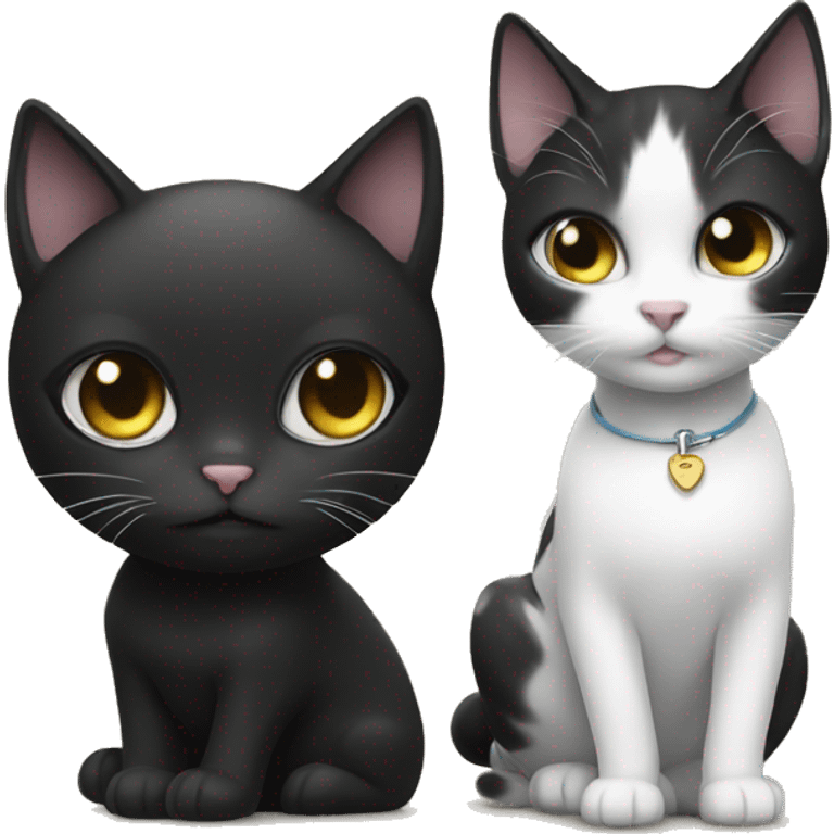 Black and white cat with girl emoji