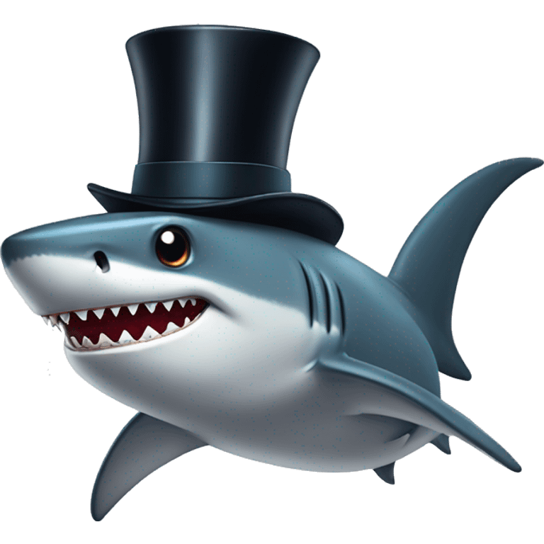 Shark with a top hat emoji