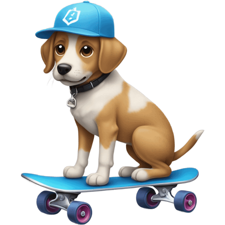 Un perro puesto una gorra en una patineta  emoji