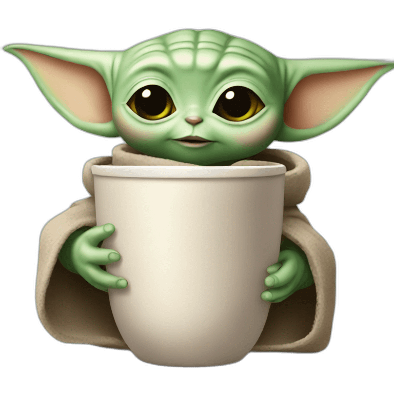 Baby yoda holding cup emoji