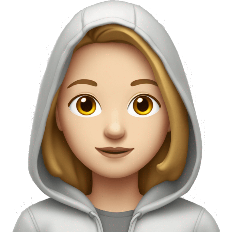 White girl in hoodie with light brown hair emoji