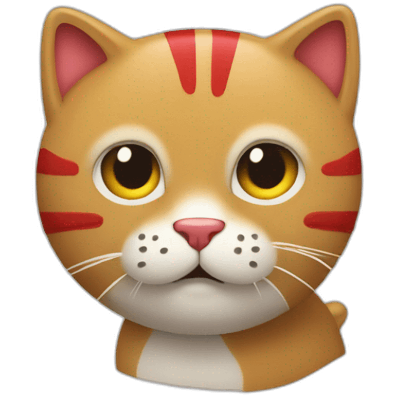 un chat qui suce un bâton avec un bout rouge emoji