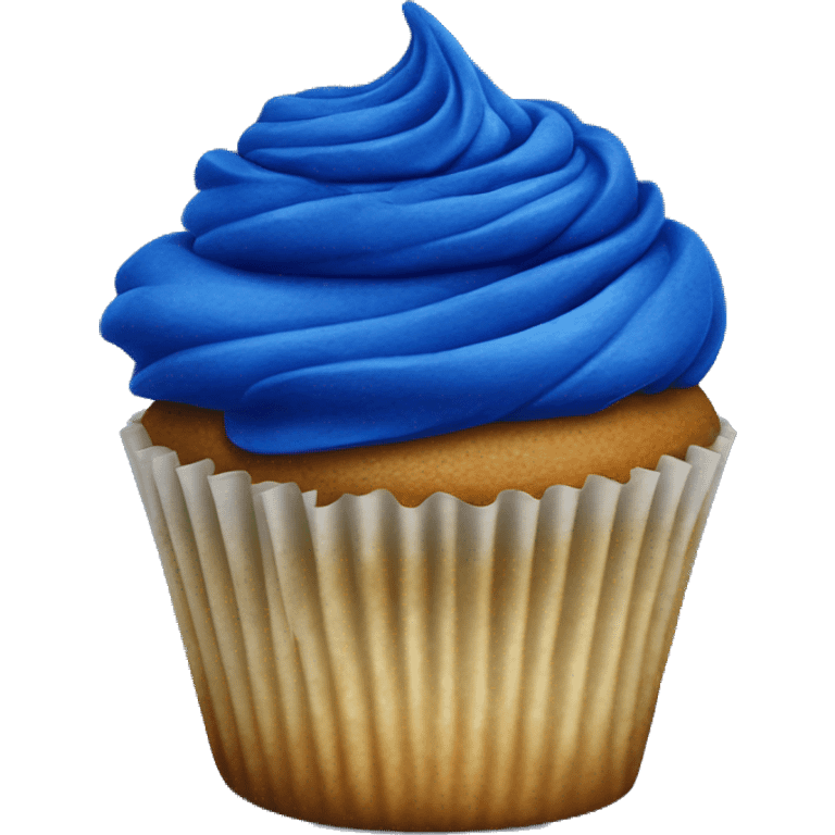 Realistic isolated cobalt blue cupcake. emoji