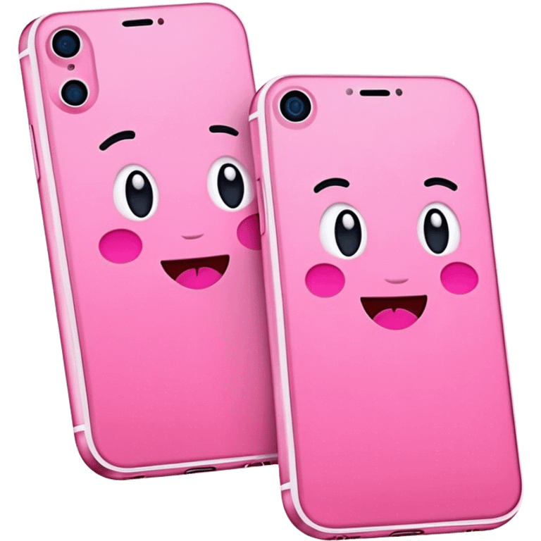 2 pink-colored iPhones. emoji