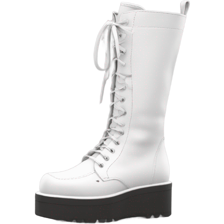 White Platform WOLFE High boots white leather emoji