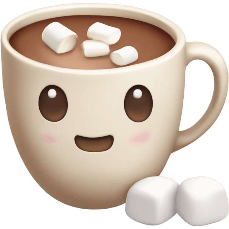 Light beige mug of hot chocolate with marshmallows  emoji