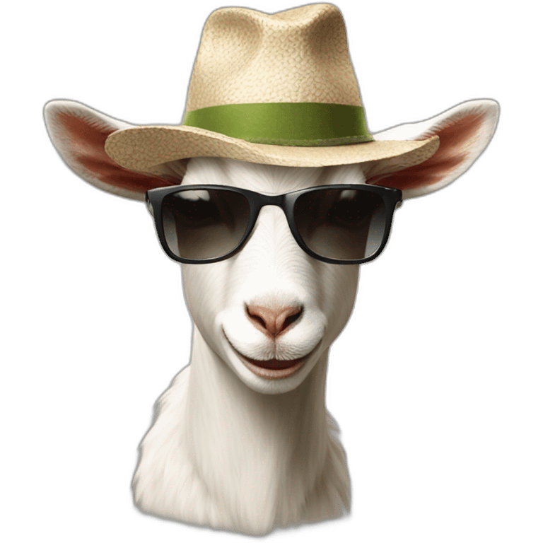 Goat in sunglasses and hat emoji