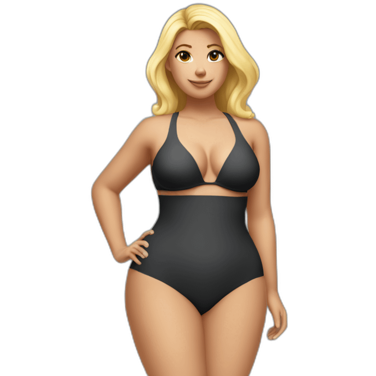 Slim-Thicc woman swimsuit posing full body (blonde, perfect body, hourglass figure) emoji