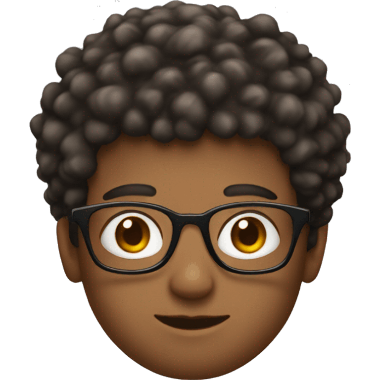 a boy with short beam texture perm, square glasses and a mole on right face emoji