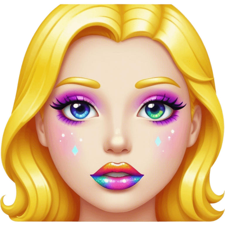 rainbow sparkle lips emoji