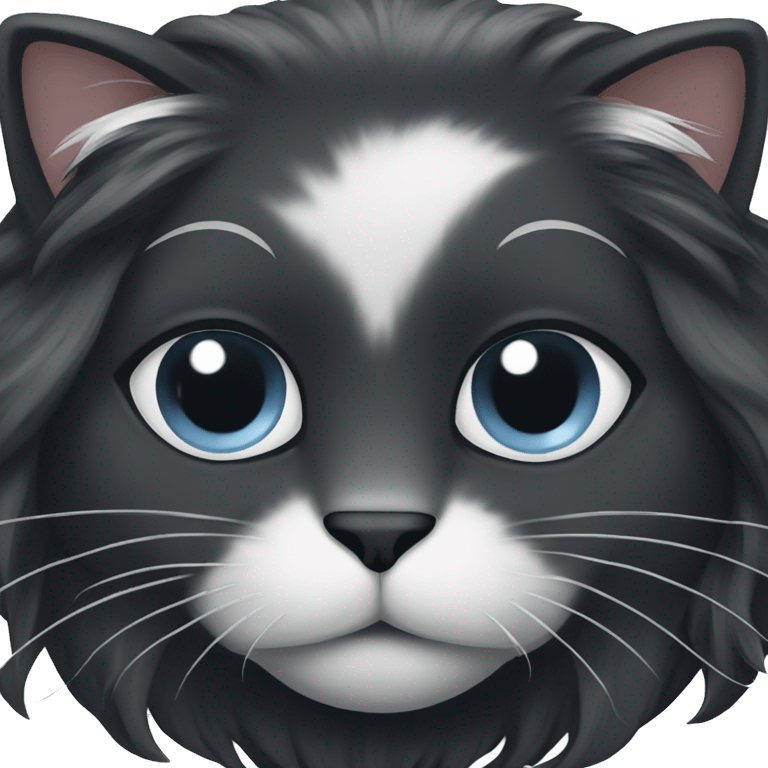 black long hair cat with black and white muzzle emoji