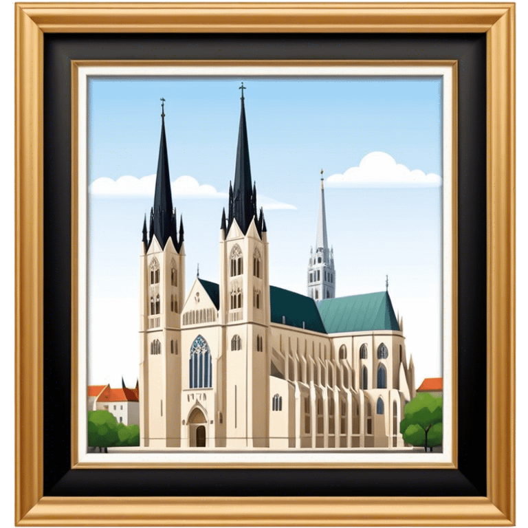 Zagreb Cathedral Landmark Emoji – Depicting its Gothic architecture and twin spires. emoji