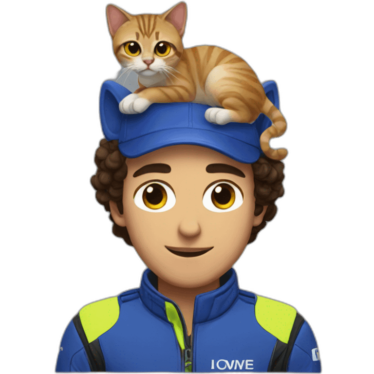 Lando norris with a cat on his head emoji