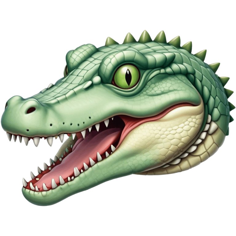 zombie monstrous pale skinned decaying greenish white alligator, vicious, boss monster emoji