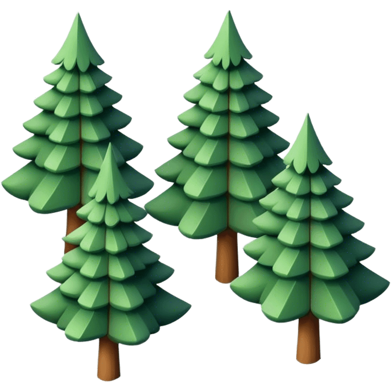 three isometric pine trees emoji