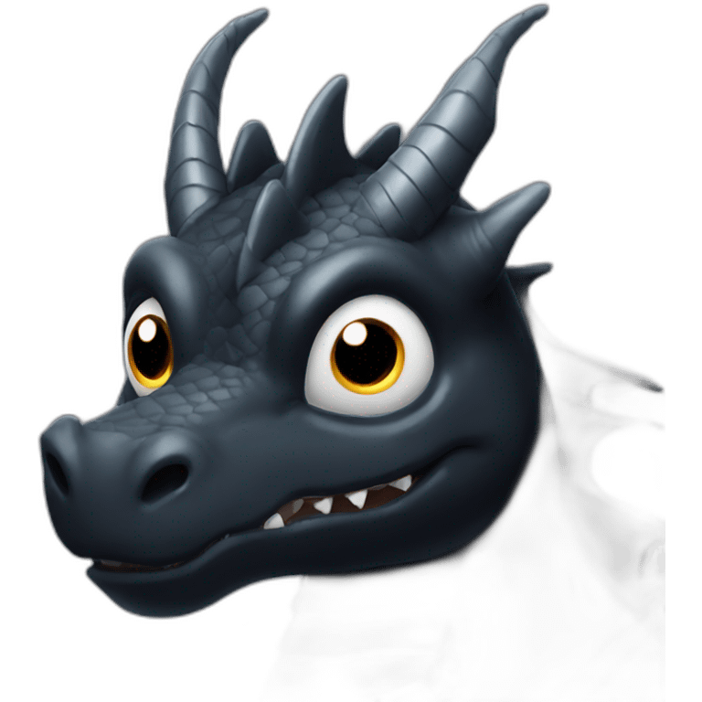 Black dragon with white eyes emoji